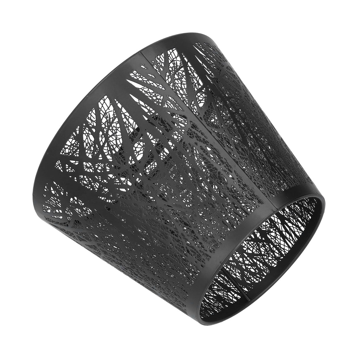 Wrought Iron Lampshade Carved Forest Tree Shaped E27 Mini Lamp Shade for Table Lamp Bedroom Bedside DecorBlack