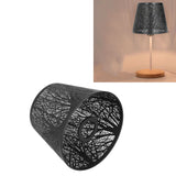 Wrought Iron Lampshade Carved Forest Tree Shaped E27 Mini Lamp Shade for Table Lamp Bedroom Bedside DecorBlack