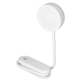 LED Desk Lamp with Gooseneck Night Light 3 Color Stepless Dimming Foldable Eye Protection Lamp USB ChargingWhite - Rear View