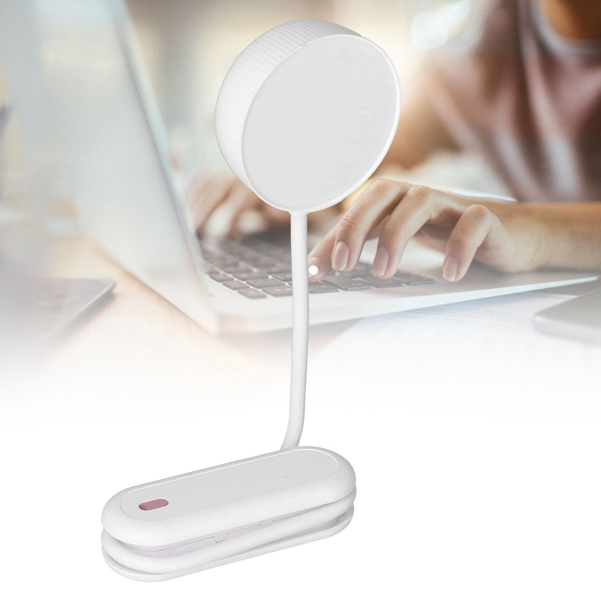 LED Desk Lamp with Gooseneck Night Light 3 Color Stepless Dimming Foldable Eye Protection Lamp USB ChargingWhite