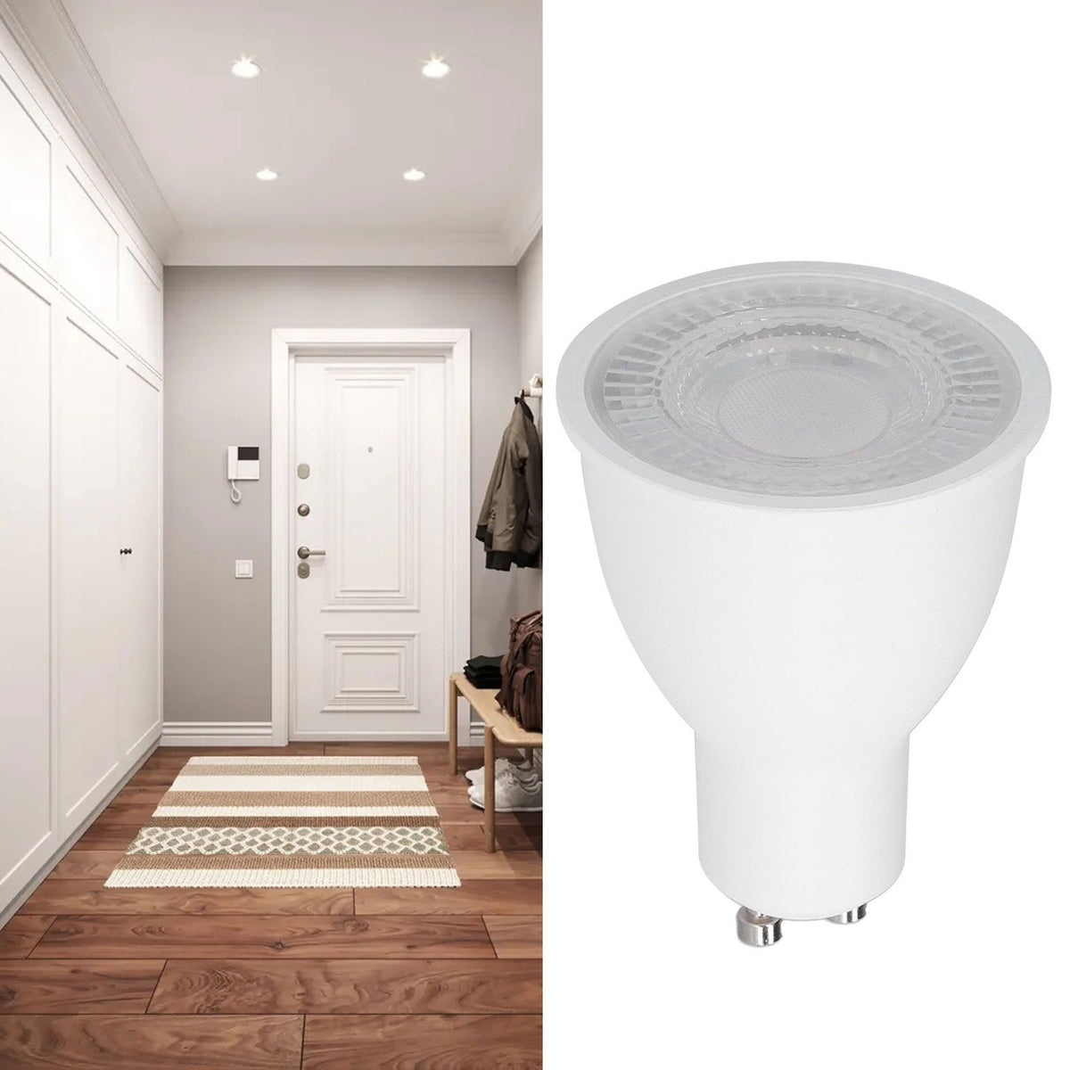 10W GU10 LED Light Bulb 1100LM Spotlight Bulb Home Embedded Lighting for Living Room Exhibition Hall 100‑265VWhite Light