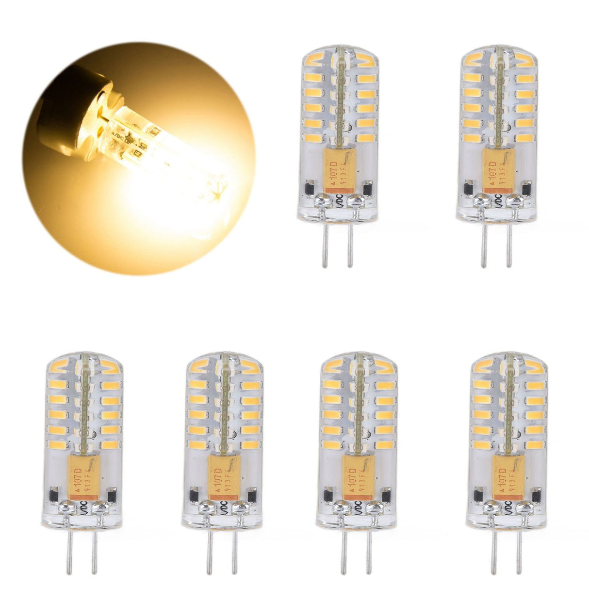 6Pcs LED Bulb Easy Install Light Transmission Uniform Light Output Color Bulb for Party Home 12VWarm White