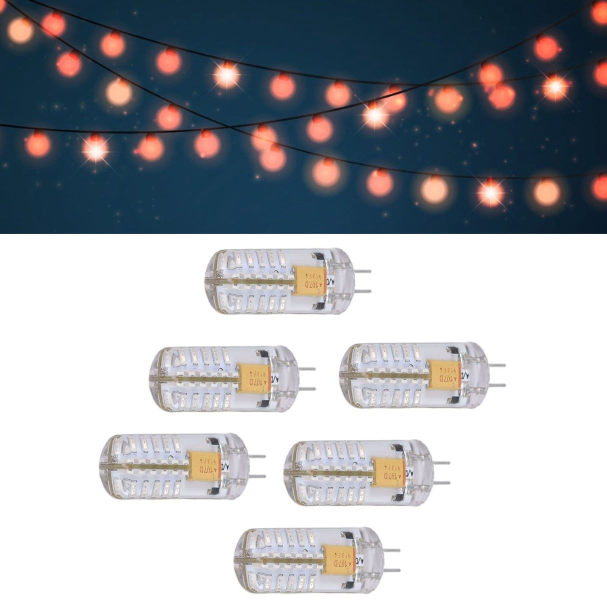 6Pcs LED Bulb Easy Install Light Transmission Uniform Light Output Color Bulb for Party Home 12VRed
