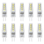 10Pcs G4 8LED Light 2835 Lamp Chips 2W 360 Angle PC Lamp Bulb for Home Office 220VWhite Light