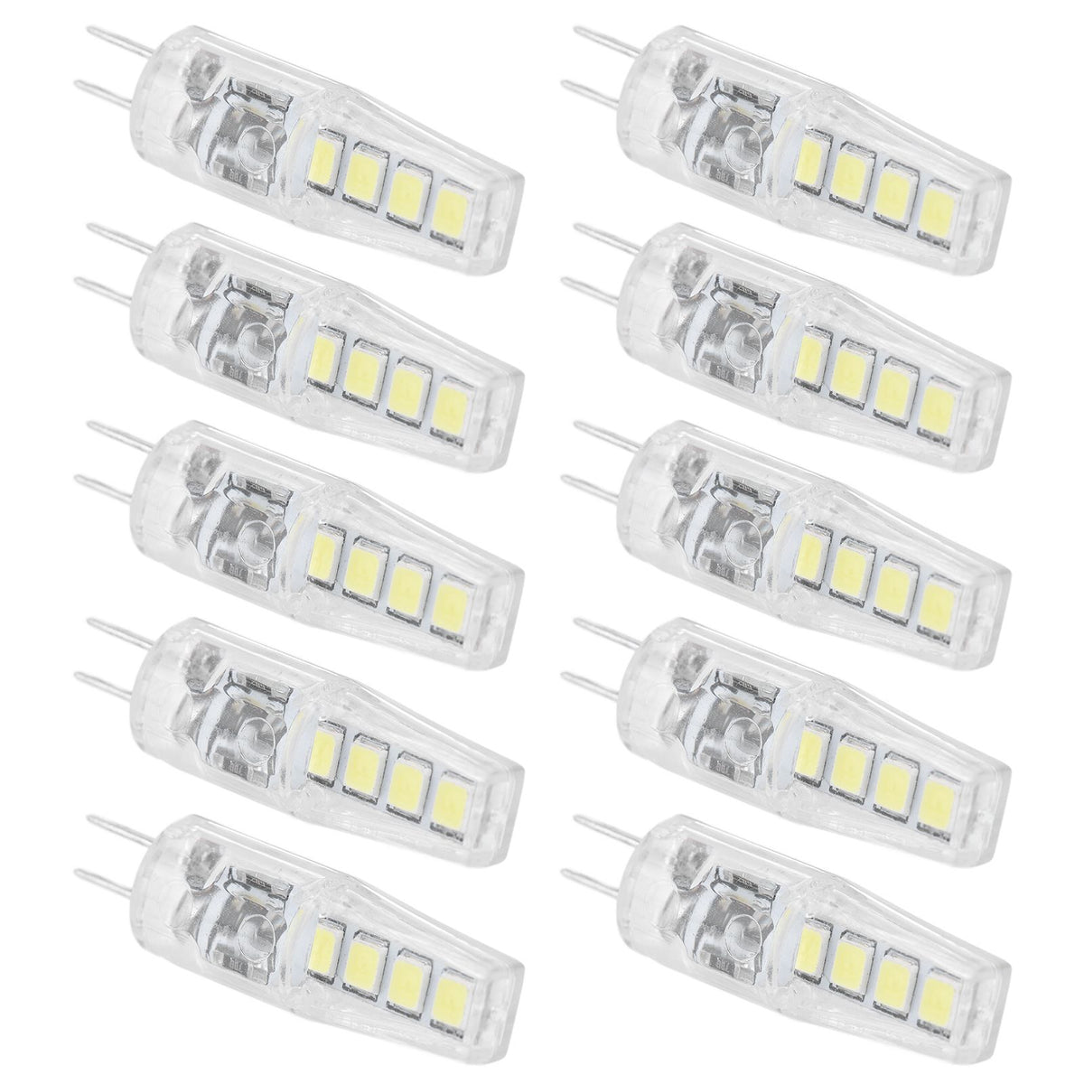 10Pcs G4 8LED Light 2835 Lamp Chips 2W 360 Angle PC Lamp Bulb for Home Office 220VWhite Light