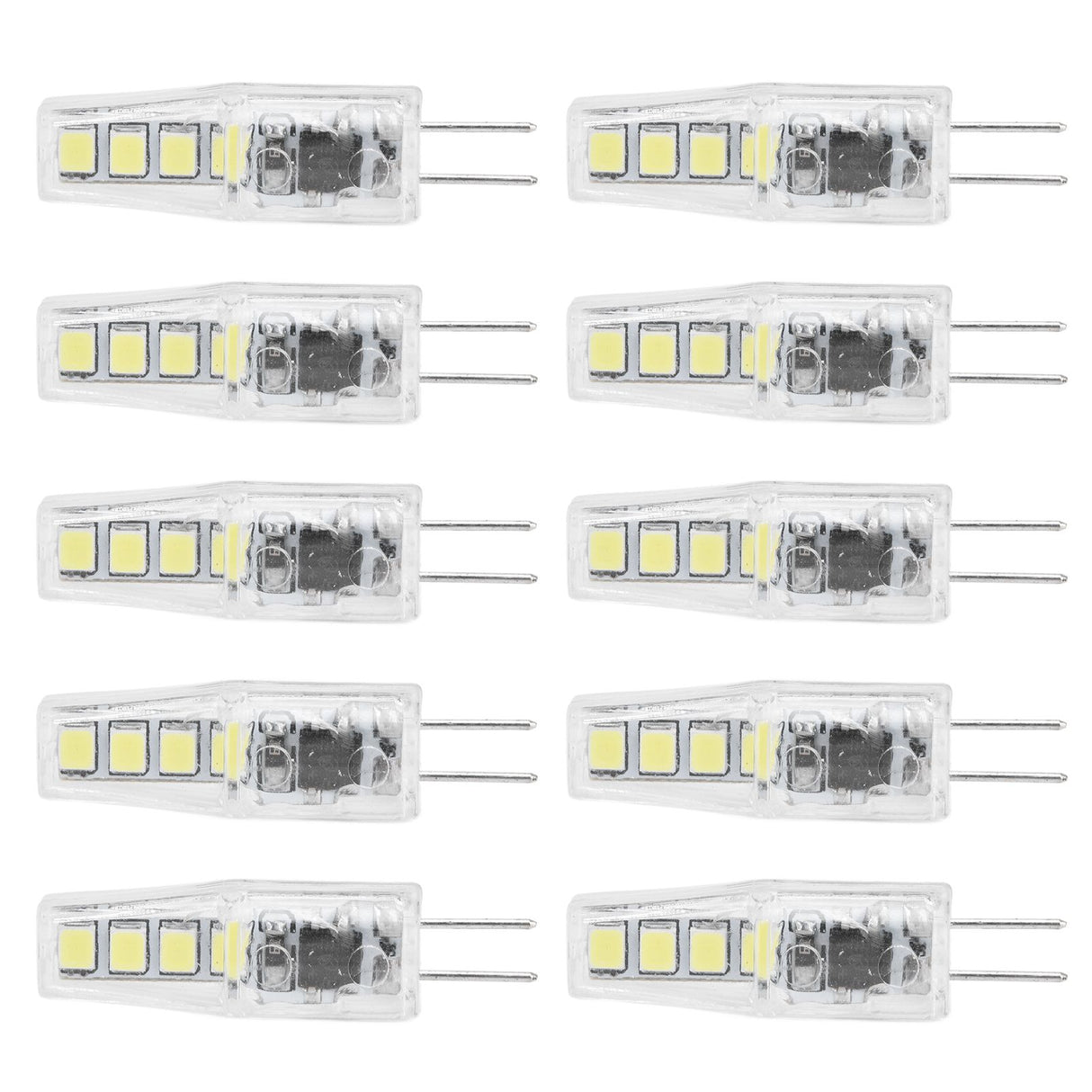 10Pcs G4 8LED Light 2835 Lamp Chips 2W 360 Angle PC Lamp Bulb for Home Office 220VWhite Light