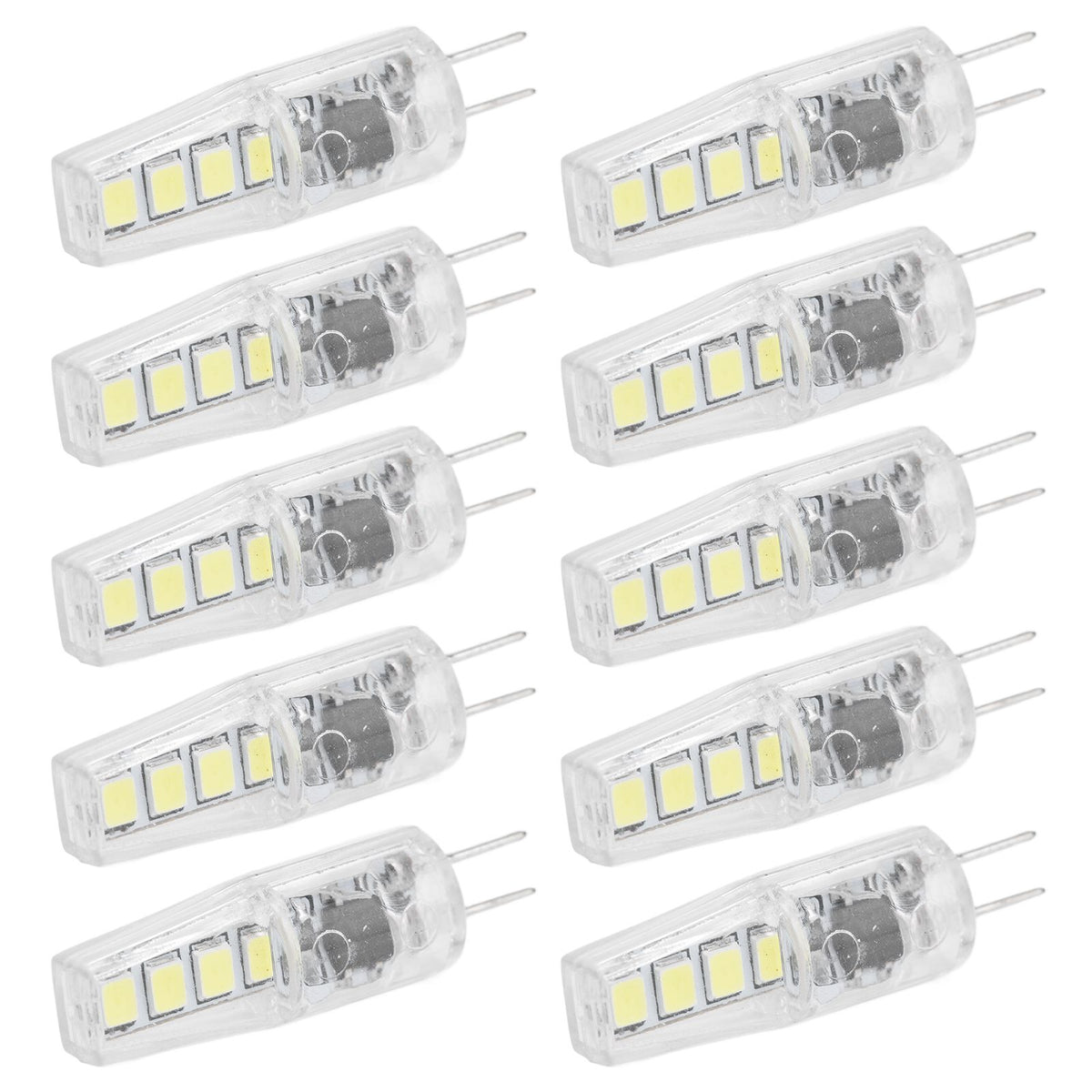 10Pcs G4 8LED Light 2835 Lamp Chips 2W 360 Angle PC Lamp Bulb for Home Office 220VWhite Light