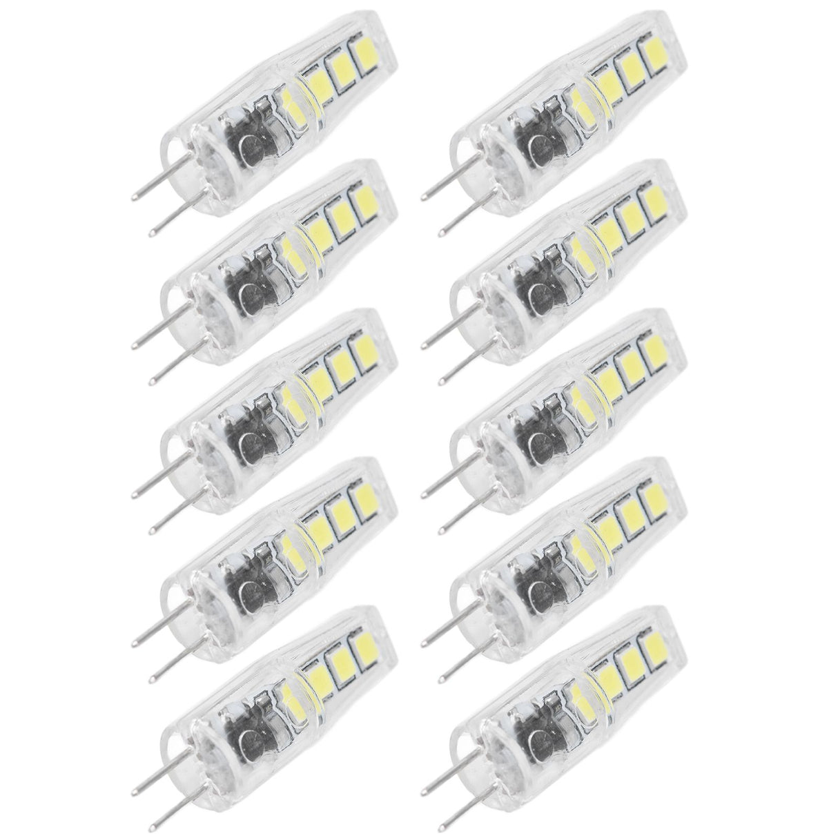 10Pcs G4 8LED Light 2835 Lamp Chips 2W 360 Angle PC Lamp Bulb for Home Office 220VWhite Light