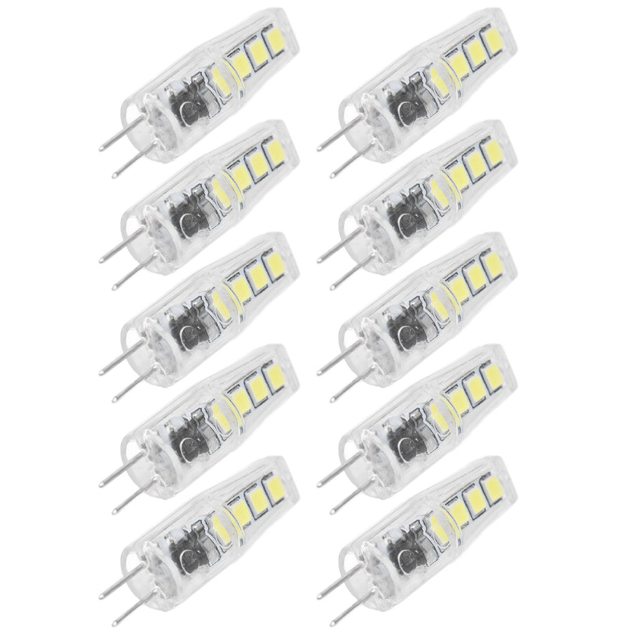 10Pcs G4 8LED Light 2835 Lamp Chips 2W 360 Angle PC Lamp Bulb for Home Office 220VWhite Light