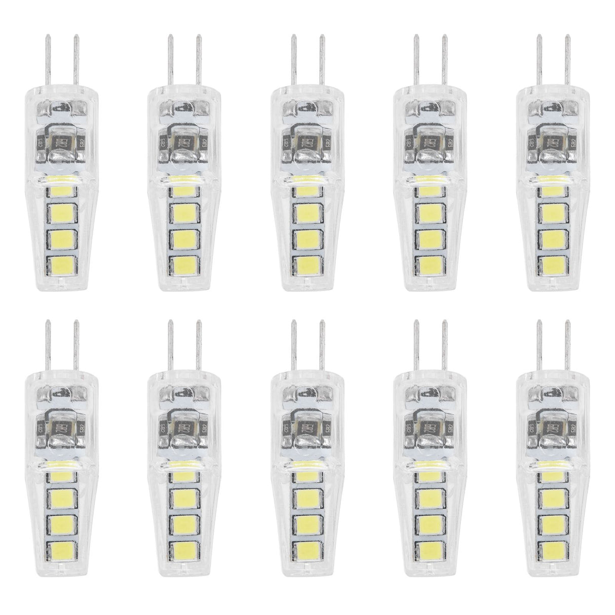10Pcs G4 8LED Light 2835 Lamp Chips 2W 360 Angle PC Lamp Bulb for Home Office 220VWhite Light