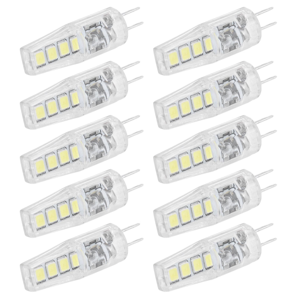 10Pcs G4 8LED Light 2835 Lamp Chips 2W 360 Angle PC Lamp Bulb for Home Office 220VWhite Light
