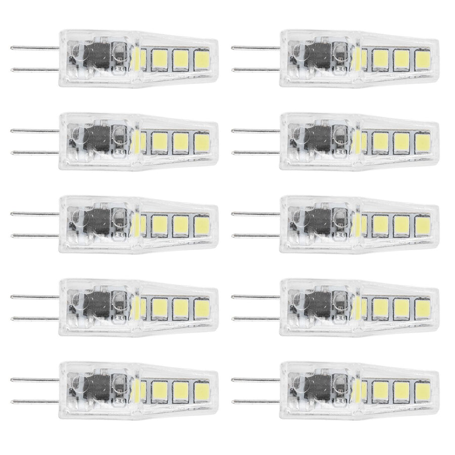 10Pcs G4 8LED Light 2835 Lamp Chips 2W 360 Angle PC Lamp Bulb for Home Office 220VWhite Light