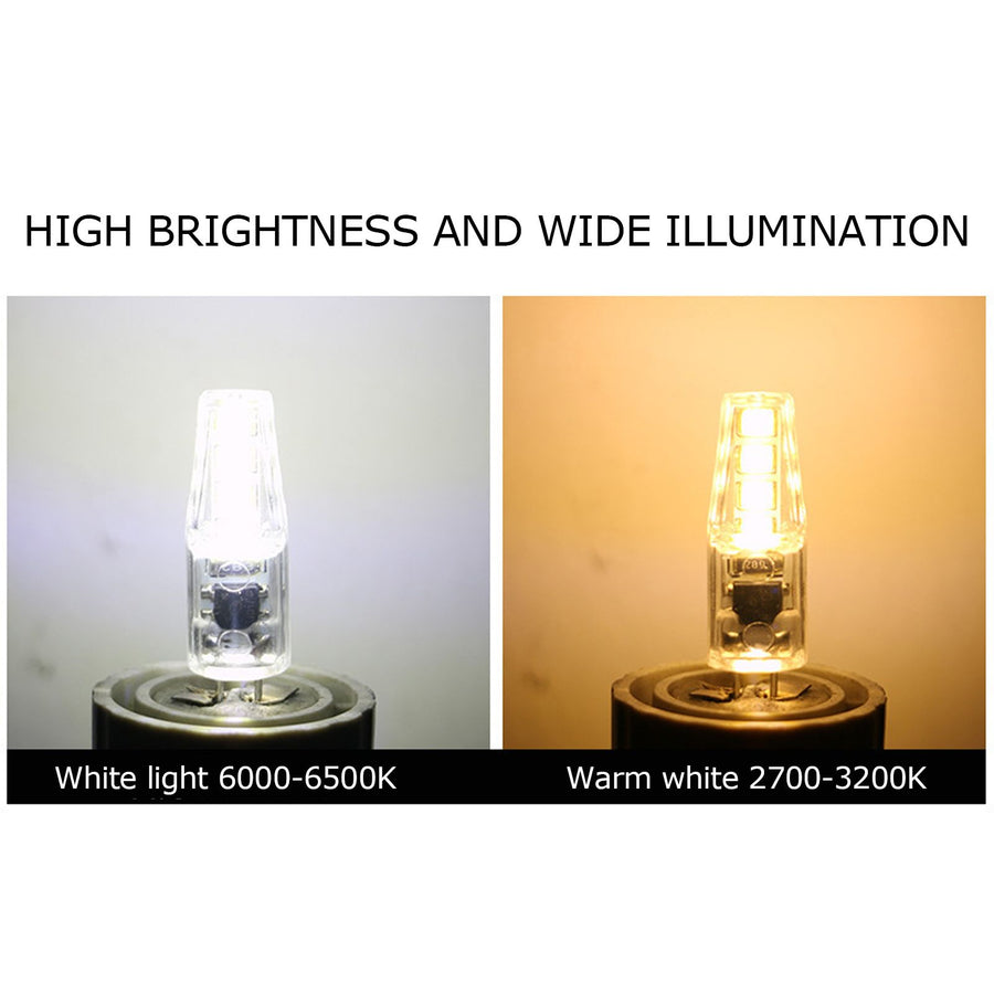 10Pcs G4 8LED Light 2835 Lamp Chips 2W 360 Angle PC Lamp Bulb for Home Office 220VWhite Light