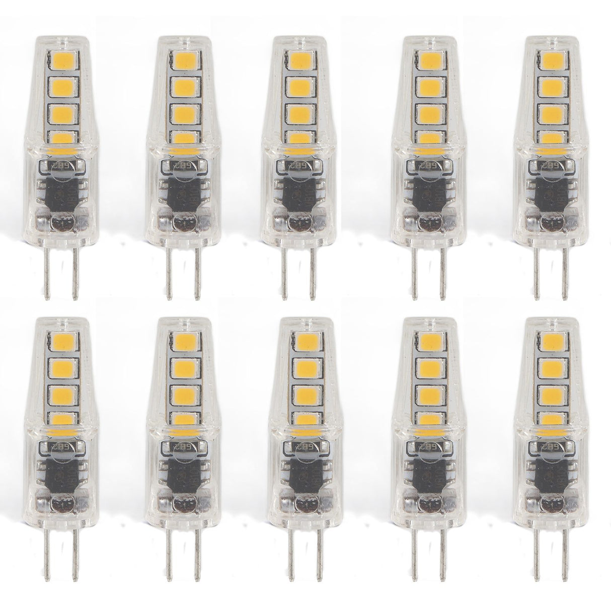 10Pcs G4 8LED Light 2835 Lamp Chips 2W 360 Angle PC Lamp Bulb for Home Office 220VWarm Light