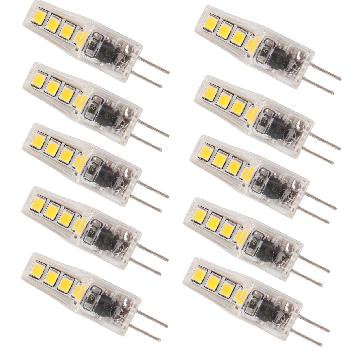 10Pcs G4 8LED Light 2835 Lamp Chips 2W 360 Angle PC Lamp Bulb for Home Office 220VWarm Light