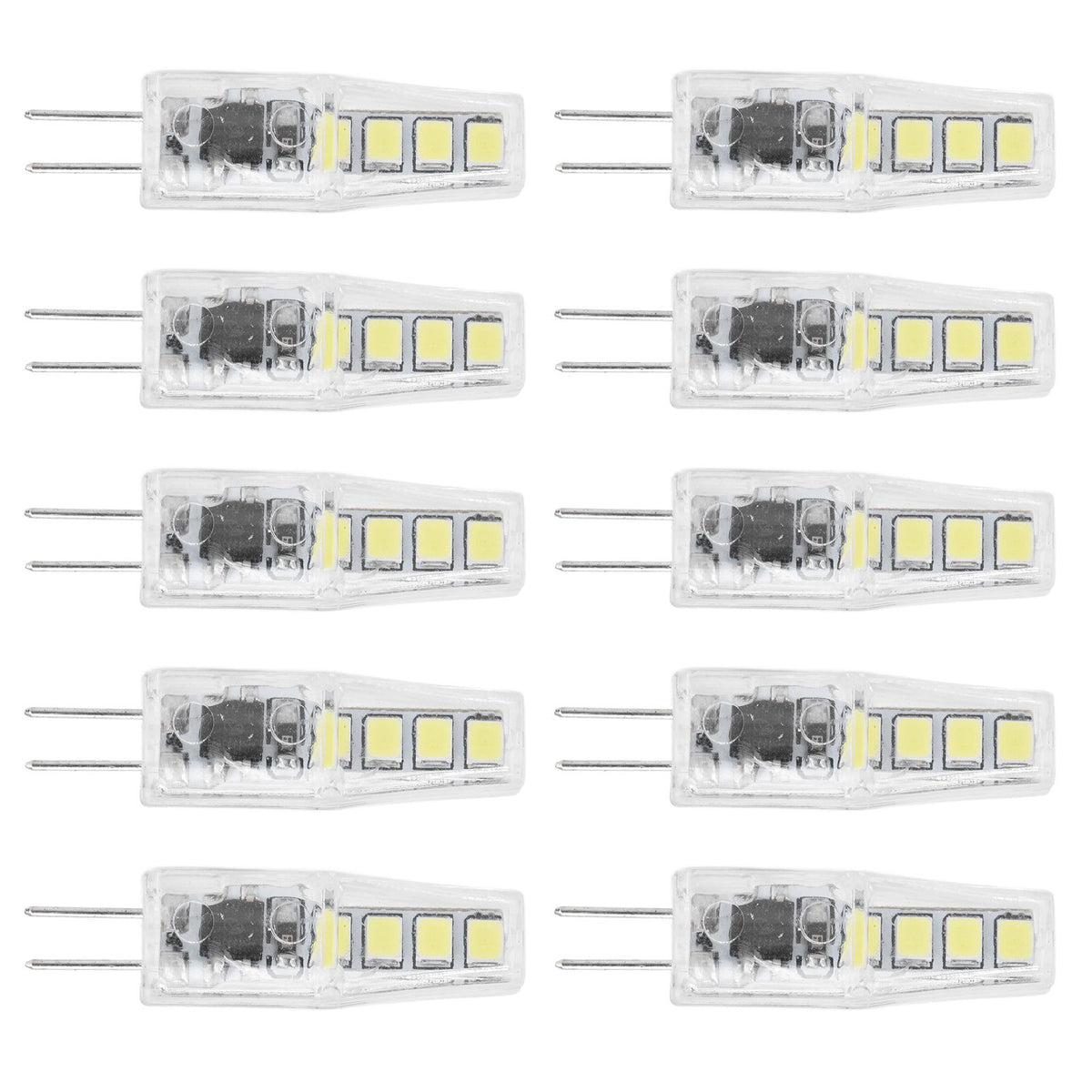 10Pcs G4 8LED Light 2835 Lamp Chips 2W 360 Angle PC Lamp Bulb for Home Office 220VWarm Light