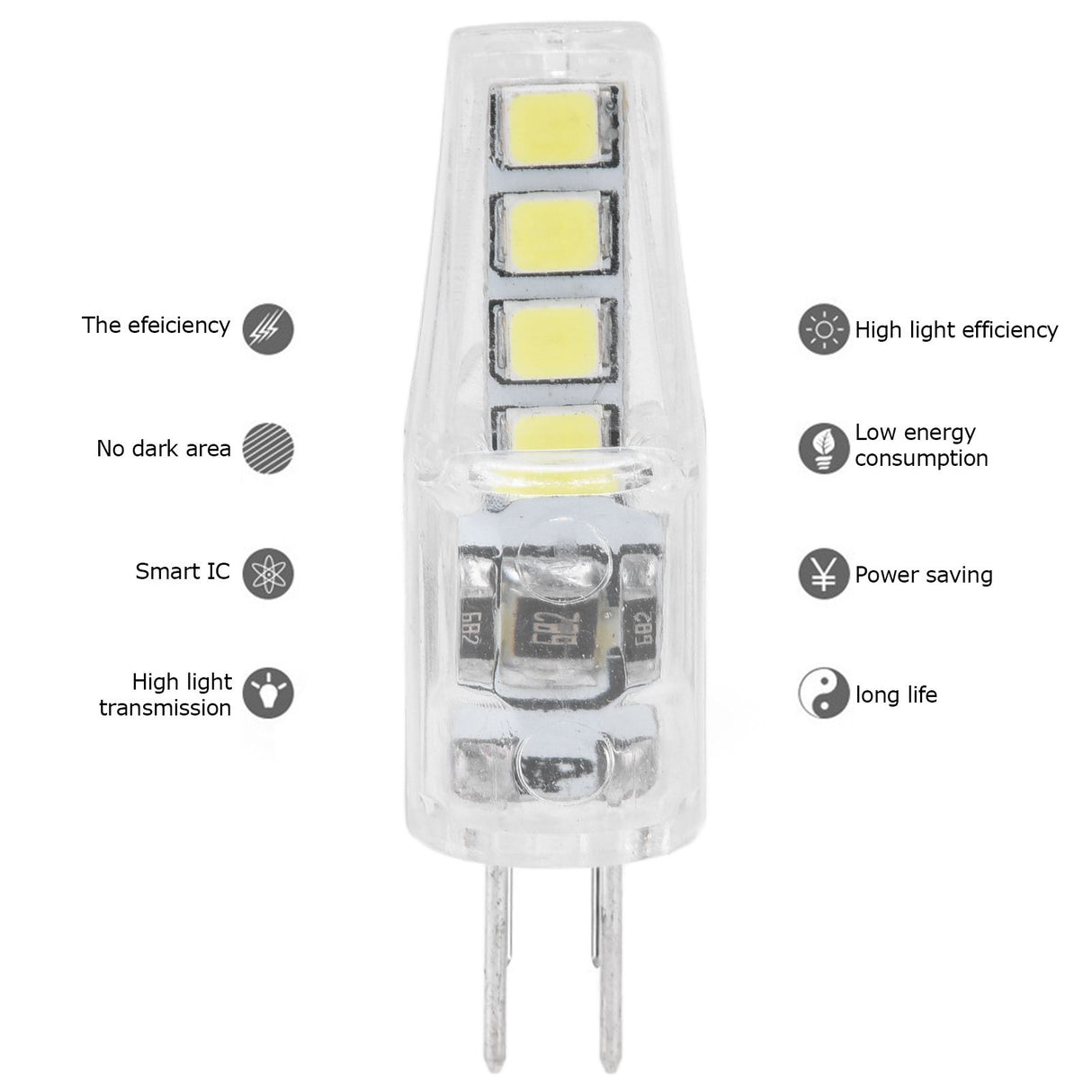10Pcs G4 8LED Light 2835 Lamp Chips 2W 360 Angle PC Lamp Bulb for Home Office 220VWarm Light