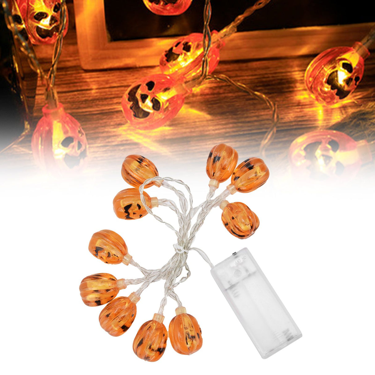 10LED Pumpkin String Lights Battery Operated Halloween Decorative Lamp for Home Yard Festival Party