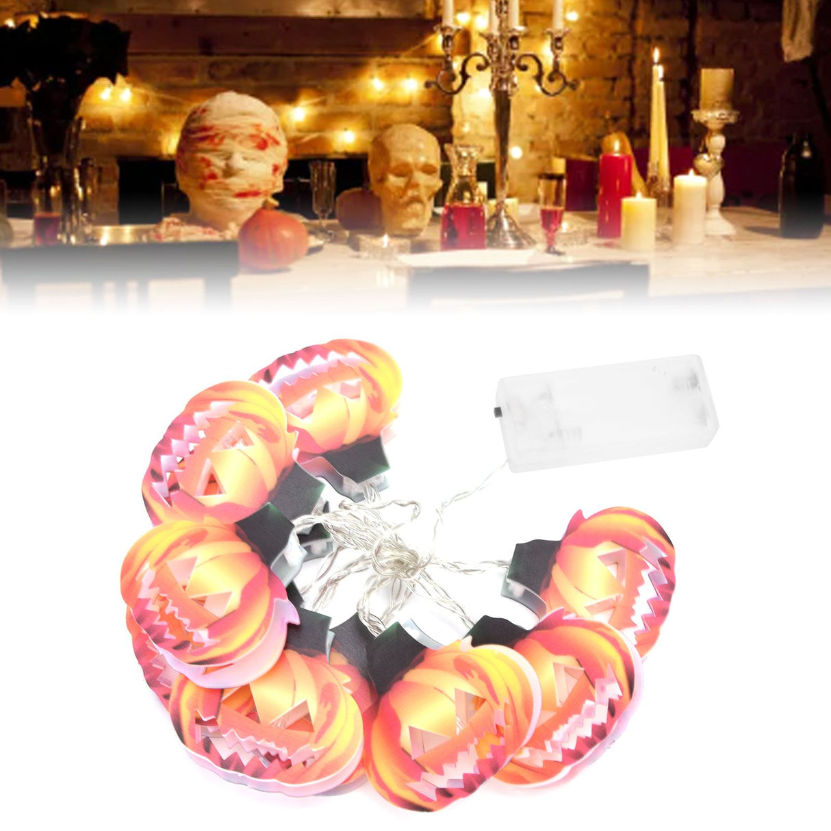 10LED Hollow Pumpkin String Lights Indoor Outdoor Halloween Festival Party Decoration Warm Light