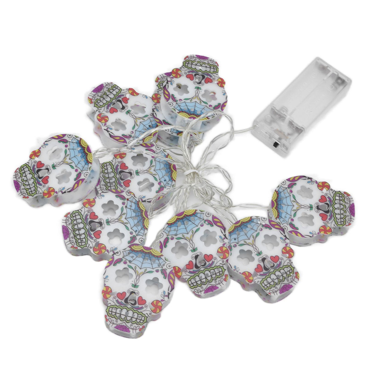 10LED Skull String Lights Halloween String Lights for Festival Party Holiday Decoration Battery Operated
