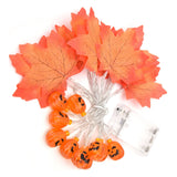 LED String Light Autumn Pumpkin Red Maple Leaves String Light with 20LEDs for Indoor Outdoor - Front View