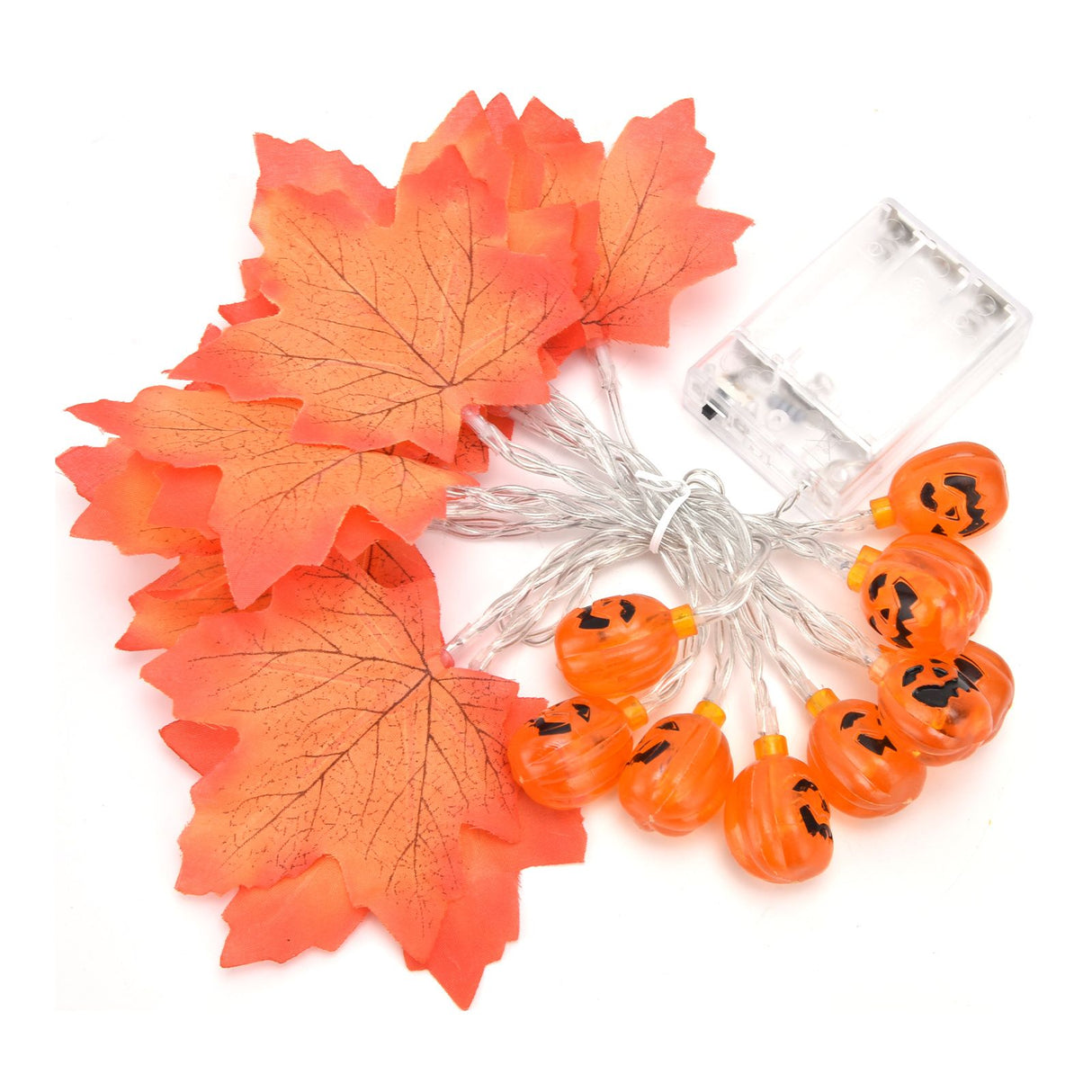 LED String Light Autumn Pumpkin Red Maple Leaves String Light with 20LEDs for Indoor Outdoor