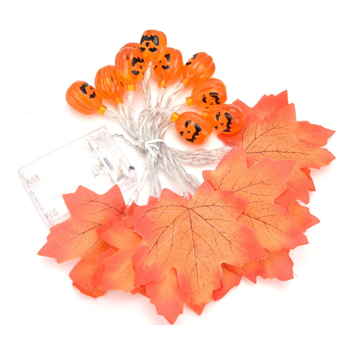 LED String Light Autumn Pumpkin Red Maple Leaves String Light with 20LEDs for Indoor Outdoor