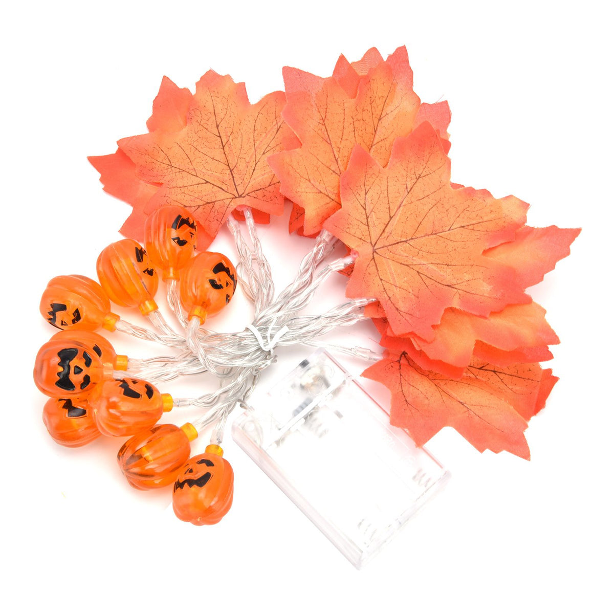 LED String Light Autumn Pumpkin Red Maple Leaves String Light with 20LEDs for Indoor Outdoor