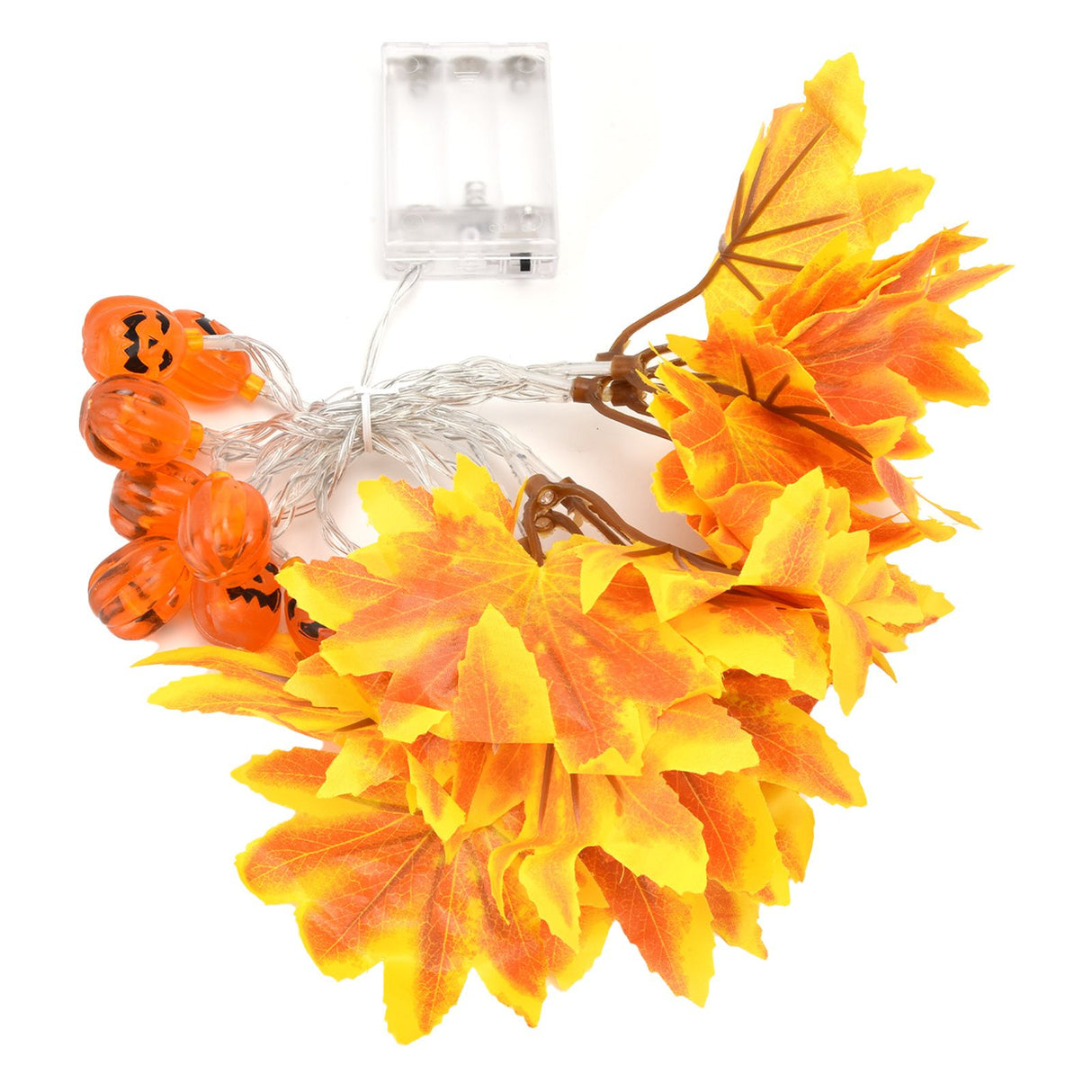 LED String Light Yellow Maple Leaves Pumpkin Grimace Design Ambient Light with 20LEDs for Halloween