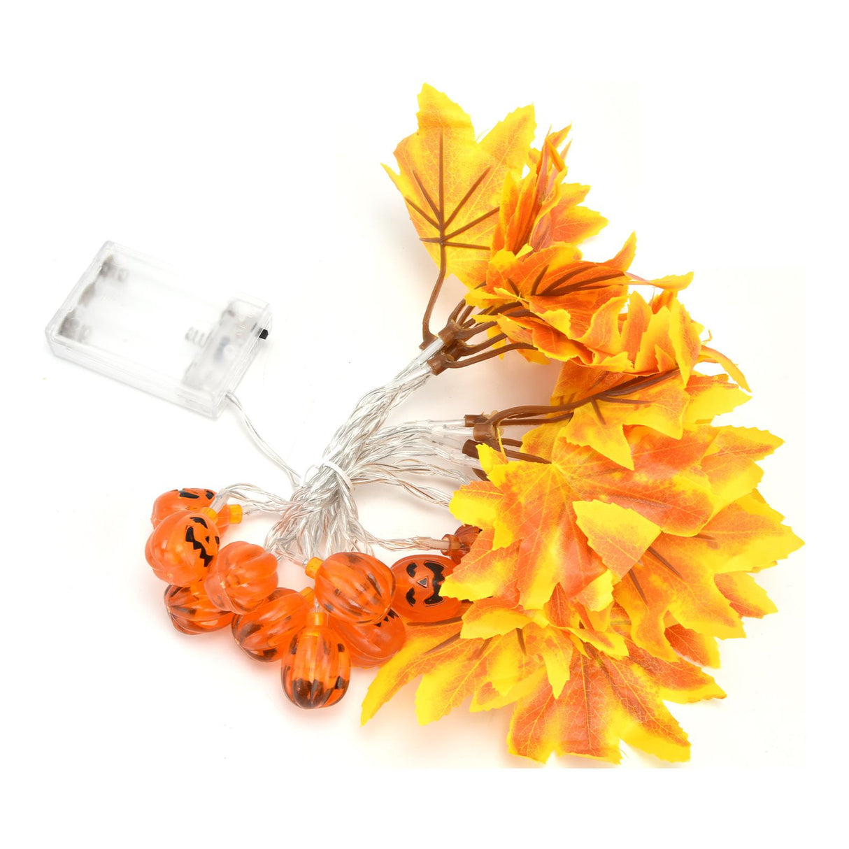LED String Light Yellow Maple Leaves Pumpkin Grimace Design Ambient Light with 20LEDs for Halloween