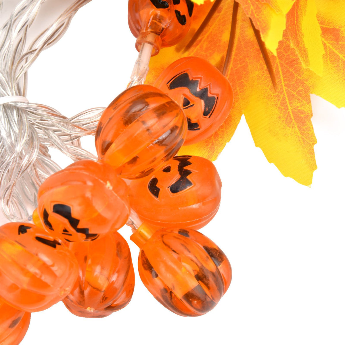 LED String Light Yellow Maple Leaves Pumpkin Grimace Design Ambient Light with 20LEDs for Halloween