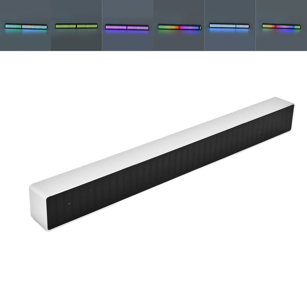40LED RGB Rhythm Light Colorful USB Charging Light Bar Voice Control Light with Base for KTV Bar PartyWhite Shell