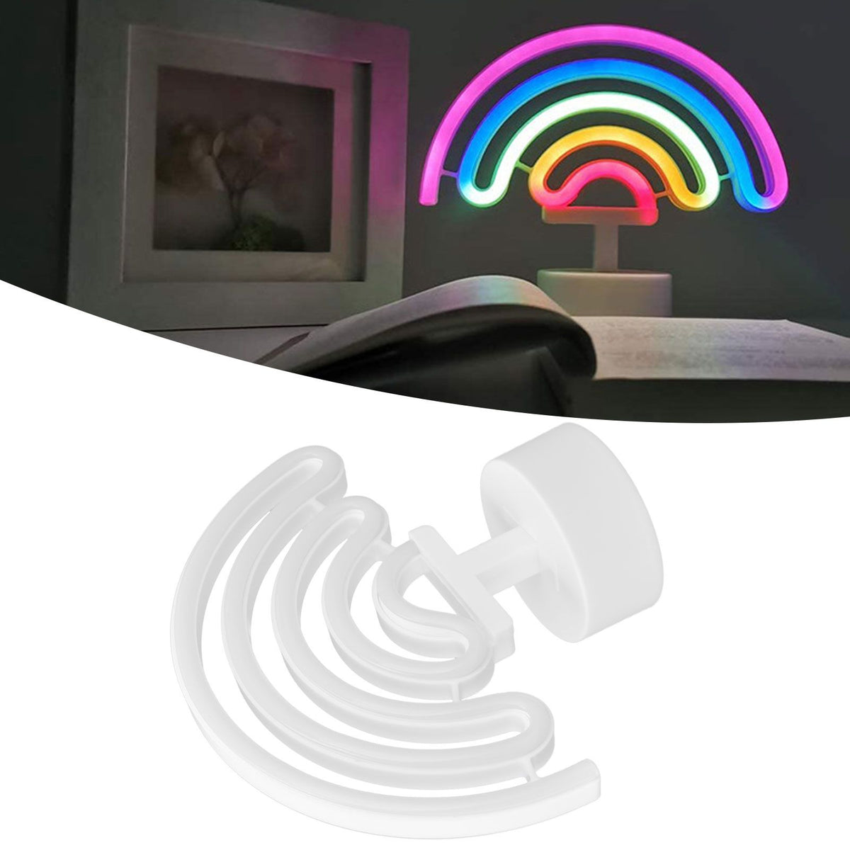 LED Neon Light with Base RGB Colorful Neon Sign Table Lamp Home Bedroom Bar Festive Decoration