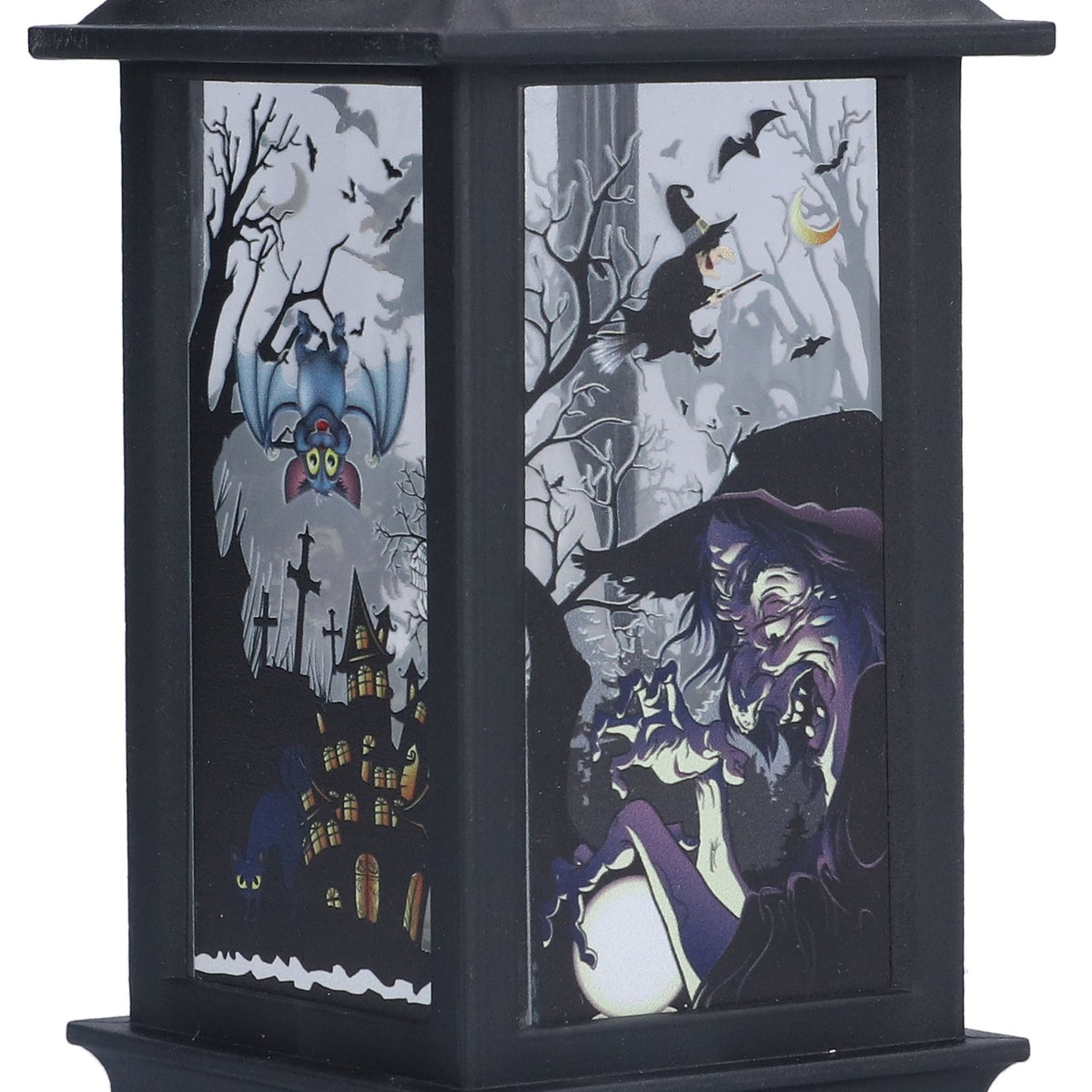 Halloween Lantern LED Witch Pattern Night Light Simulated Candle Flame Light for Party Bar