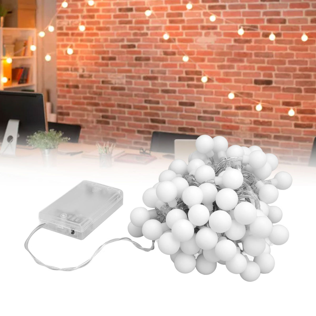 10m LED Artificial Pearl String Lamp 100LED Decorative Spherical String Light with 2 Lighting Modes