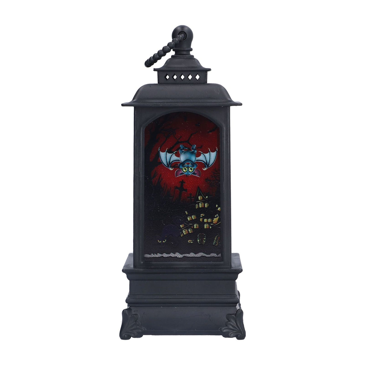 Vintage Style Halloween Lantern Handheld Simulated Candle Flicker Witch Pattern LED Lamp