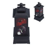 Vintage Style Halloween Lantern Handheld Simulated Candle Flicker Witch Pattern LED Lamp