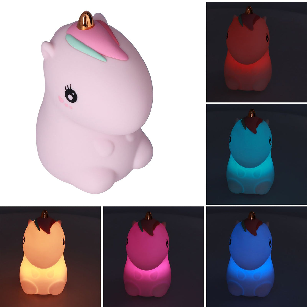 Cute Night Light Cute USB Rechargeable Silicon Lamps with 7 Color Change for Kids