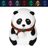Panda Shape Tap Night Light with 7 Colors Changing USB Charging Silicone Lamp for Bedroom Children's RoomEyes Closed Pattern