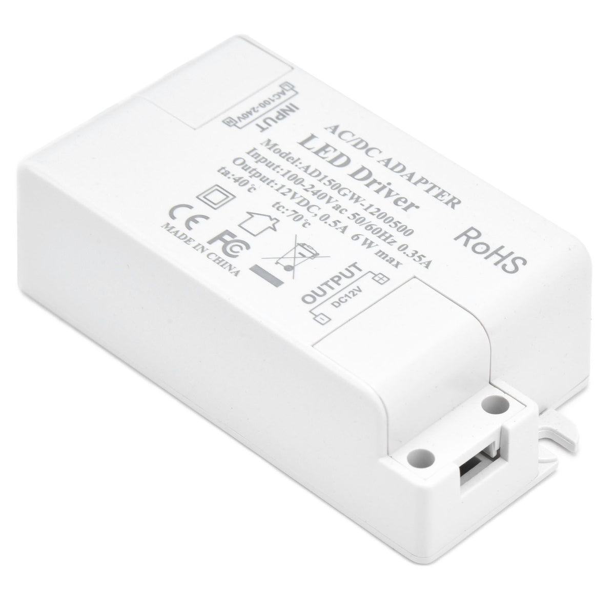 LED Driver Input AC100‑240V 0.35A Output DC12V 0.5A 6W LED Transformer for Bathroom