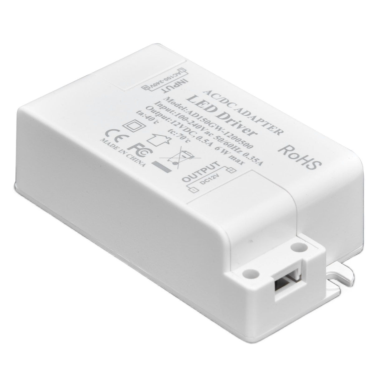 LED Driver Input AC100‑240V 0.35A Output DC12V 0.5A 6W LED Transformer for Bathroom