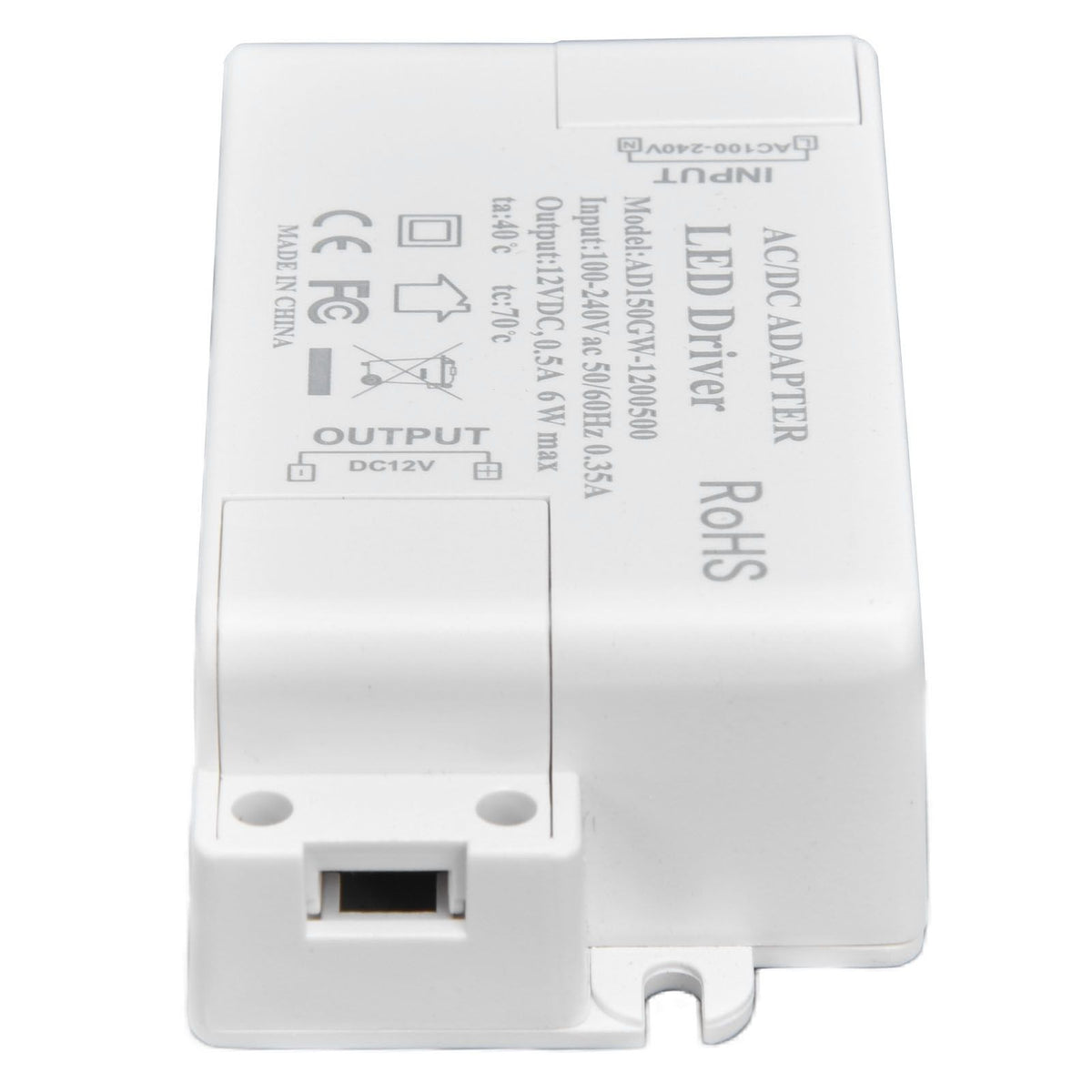 LED Driver Input AC100‑240V 0.35A Output DC12V 0.5A 6W LED Transformer for Bathroom