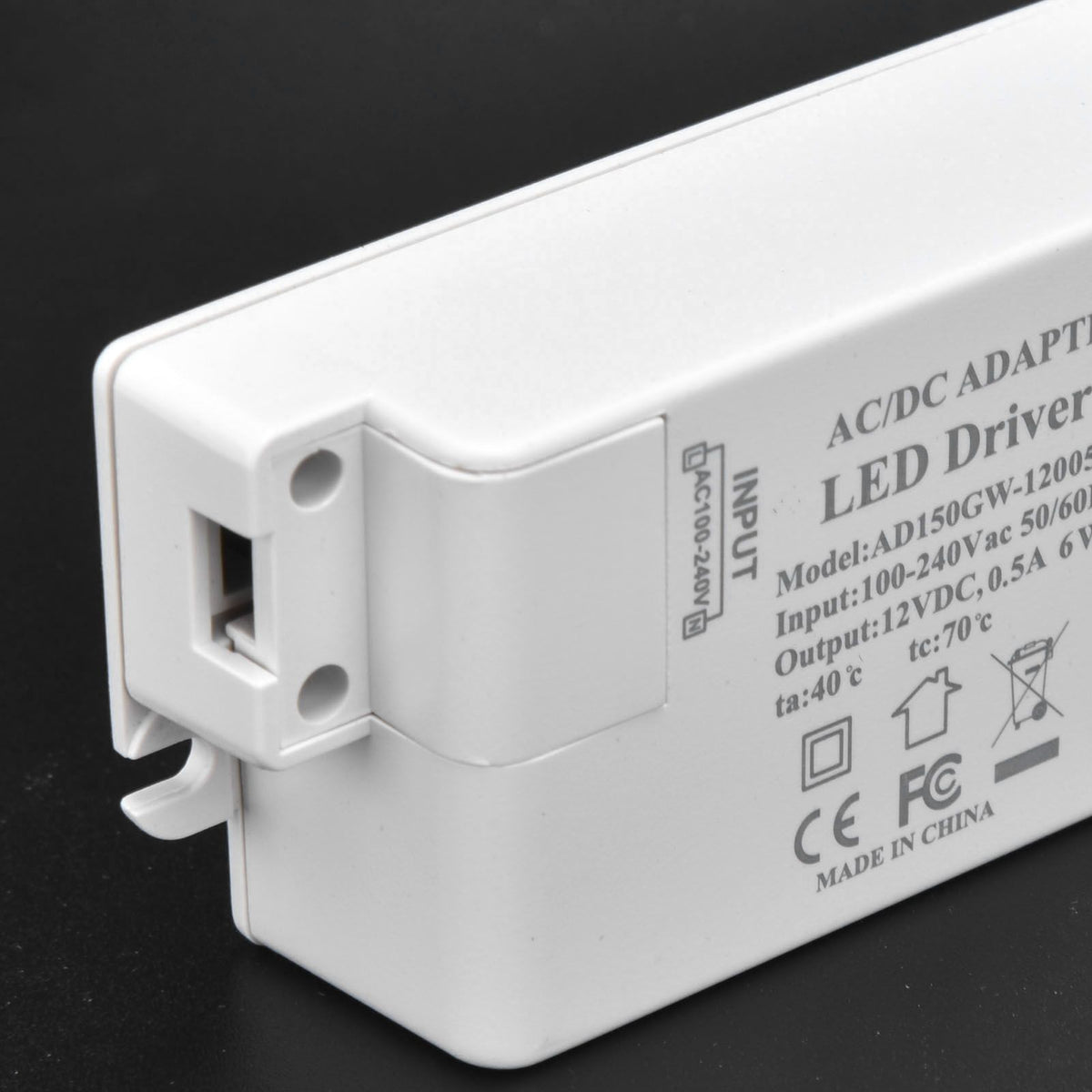 LED Driver Input AC100‑240V 0.35A Output DC12V 0.5A 6W LED Transformer for Bathroom