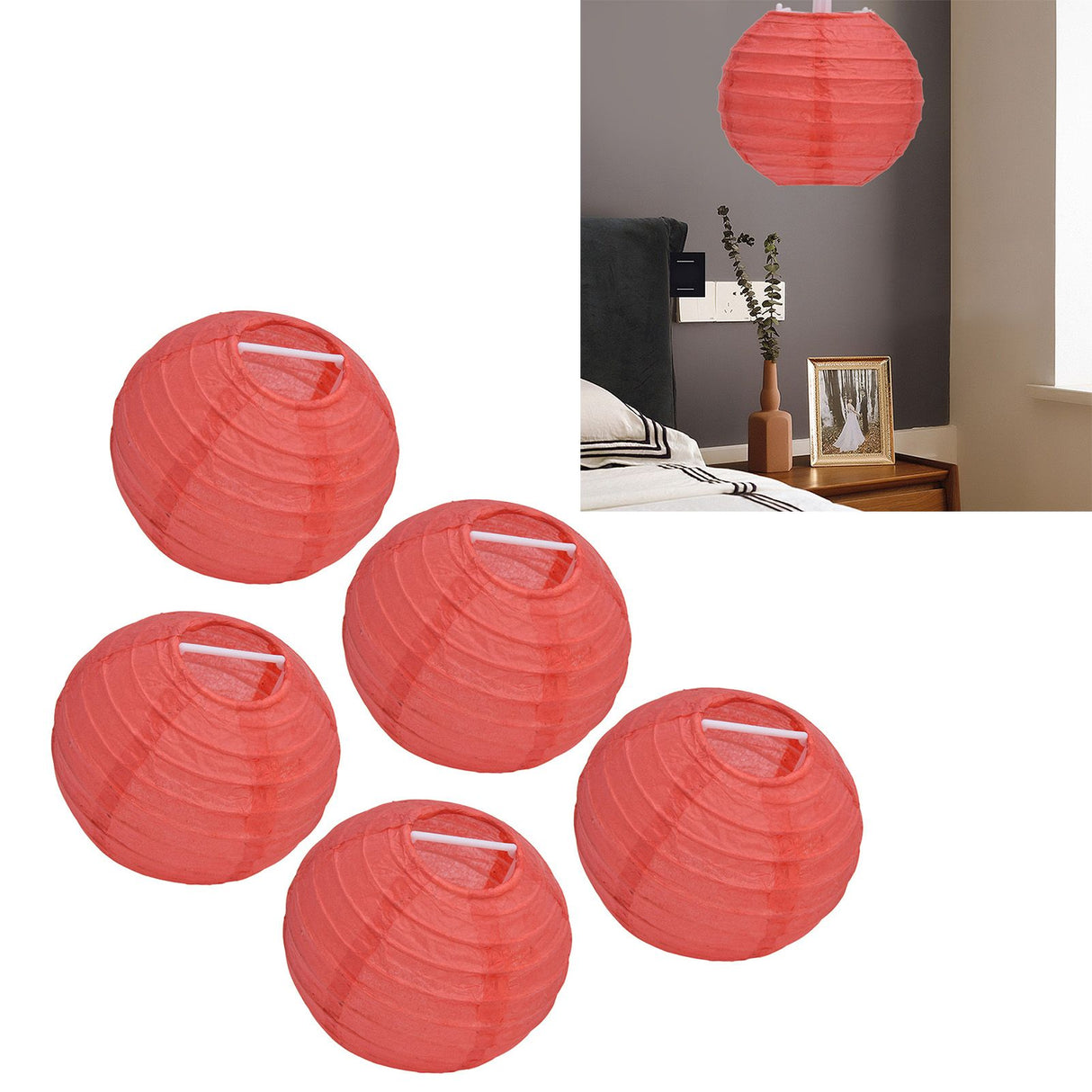4 Inch Red Paper Lanterns Decorative Round Chinese Lanterns for Birthday Weddings