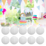 10 Pcs Paper Lanterns 8 Inch Pure White Hand Painted Round Paper Lanterns Birthday Halloween Family Party Decoration - Extra Image