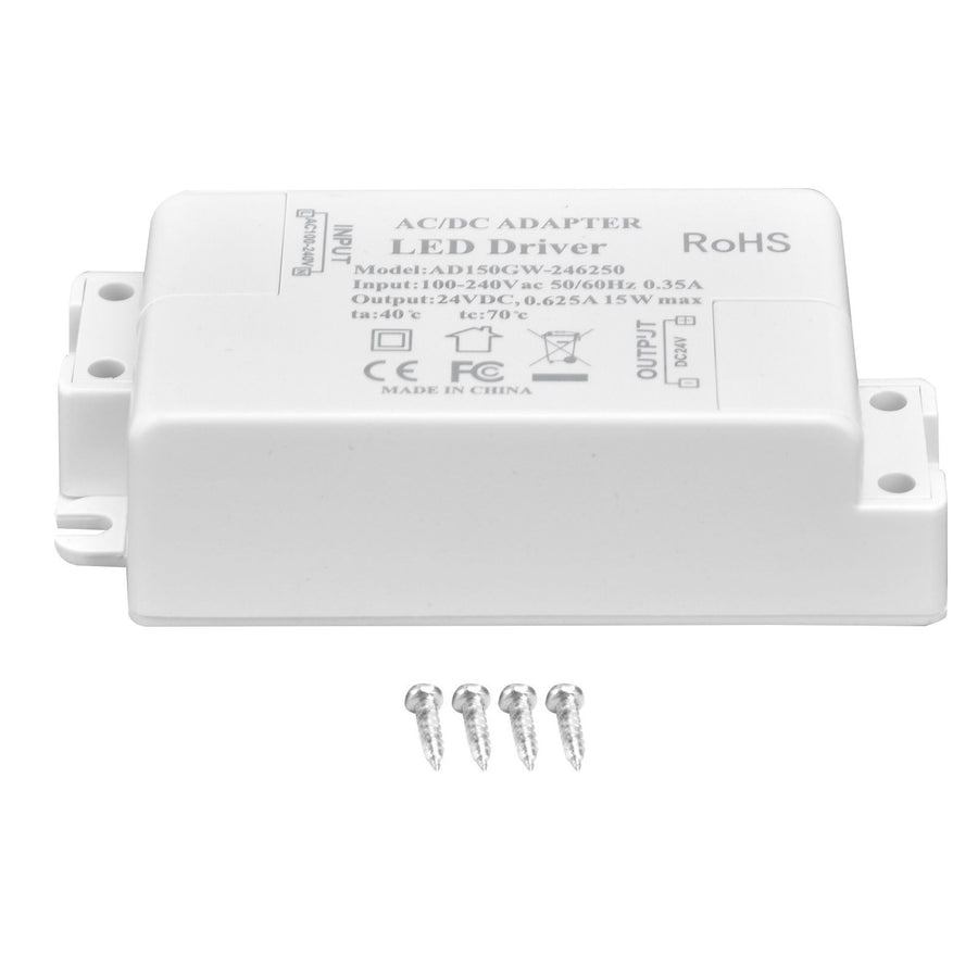 LED Driver DC24V 0.625A 15W DIY Lamp Low Voltage LED Driver Transformer AC 100‑240V