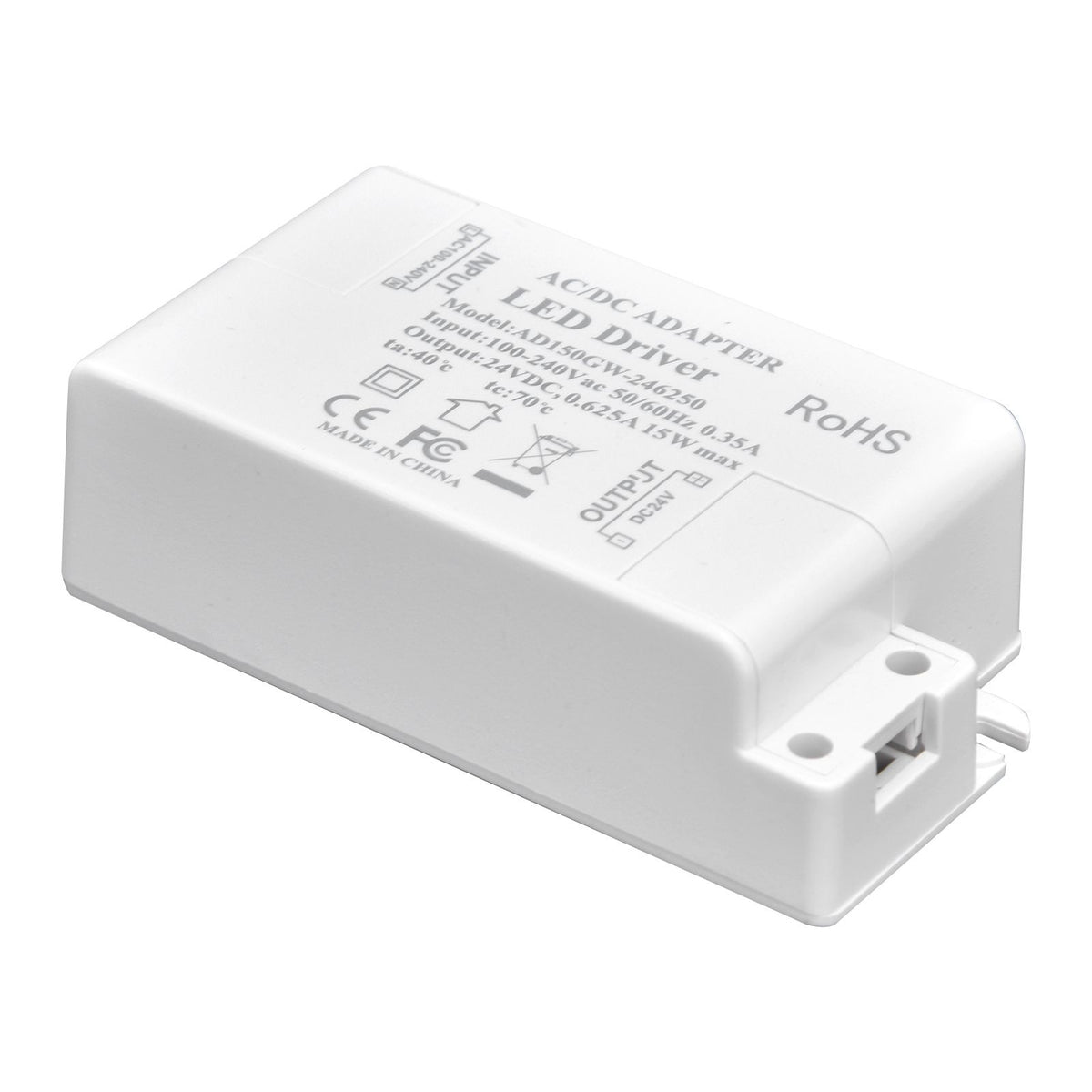 LED Driver DC24V 0.625A 15W DIY Lamp Low Voltage LED Driver Transformer AC 100‑240V