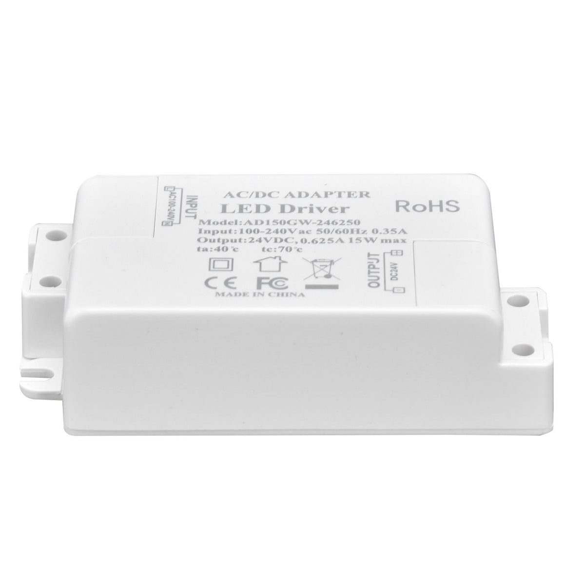 LED Driver DC24V 0.625A 15W DIY Lamp Low Voltage LED Driver Transformer AC 100‑240V