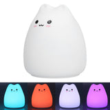 LED Tap Lamp Cat Shaped 7 Colors Changing Silicone Night Light for Home Bedroom Children's Room - Close-Up Angle