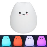 LED Tap Lamp Cat Shaped 7 Colors Changing Silicone Night Light for Home Bedroom Children's Room